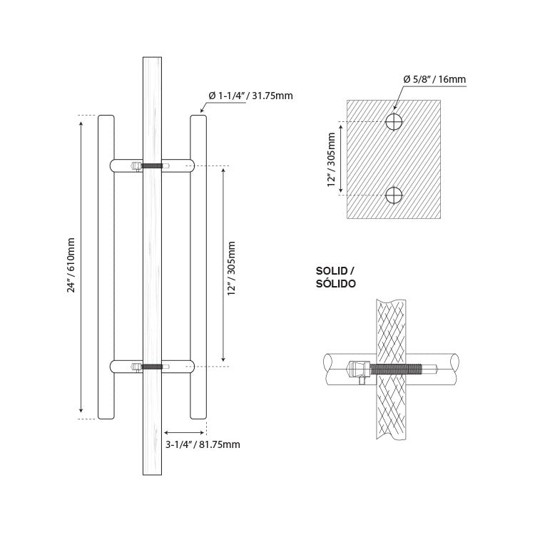 H -TYPE HANDLE - STAINLESS STEEL 304