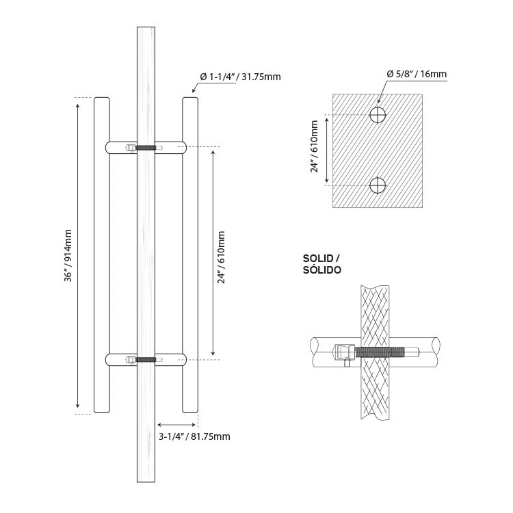 H -TYPE HANDLE - STAINLESS STEEL 304