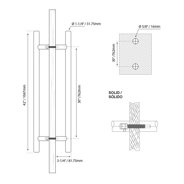 H -TYPE HANDLE - STAINLESS STEEL 304