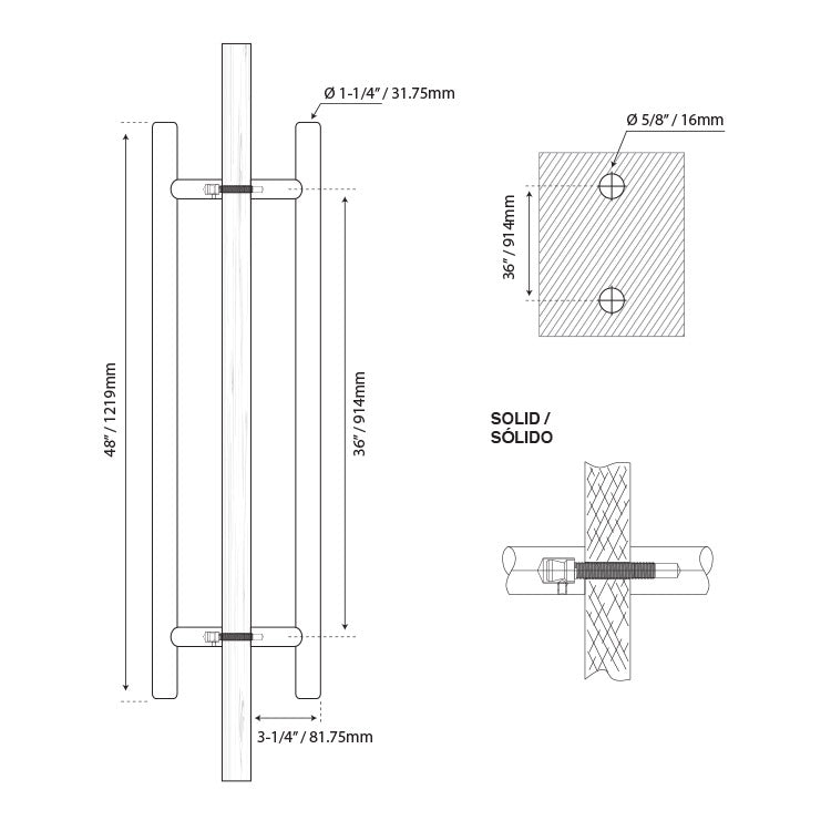 H -TYPE HANDLE - STAINLESS STEEL 304