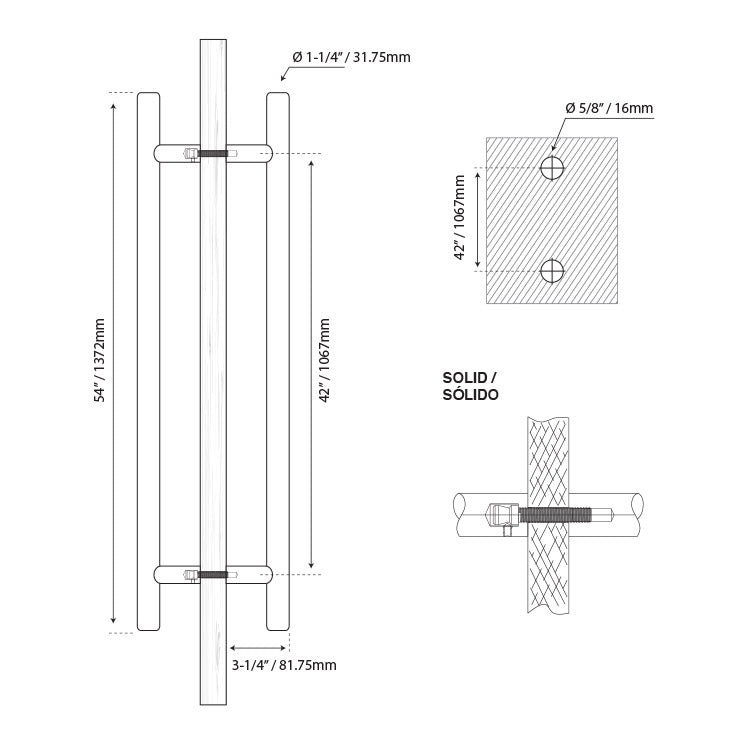 H -TYPE HANDLE - STAINLESS STEEL 304