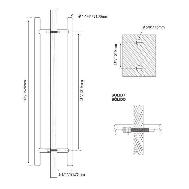 H -TYPE HANDLE - STAINLESS STEEL 304