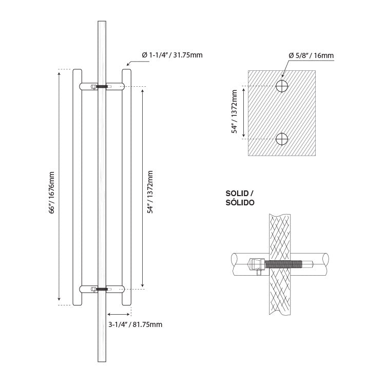 H -TYPE HANDLE - STAINLESS STEEL 304