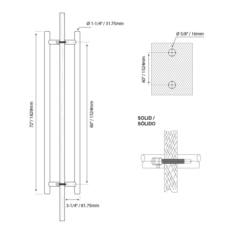 H -TYPE HANDLE - STAINLESS STEEL 304