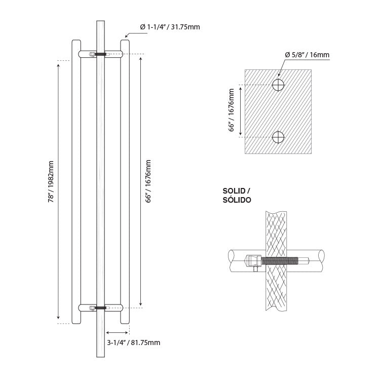 H -TYPE HANDLE - STAINLESS STEEL 304