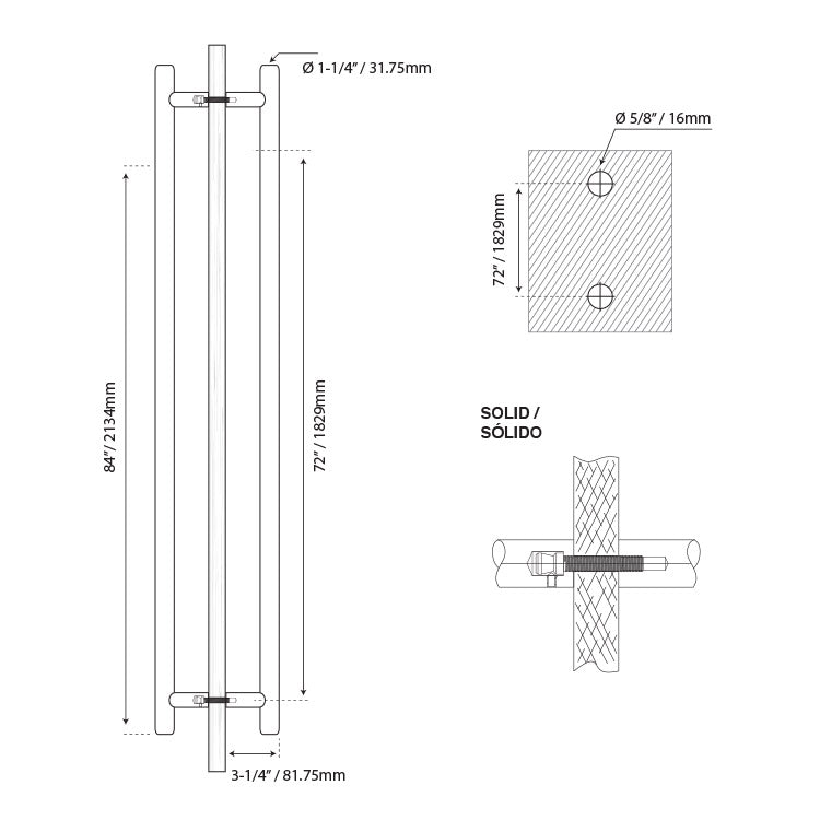 H -TYPE HANDLE - STAINLESS STEEL 304